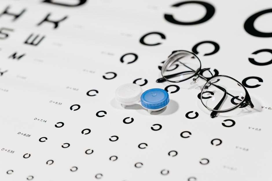 Eye chart with letters and numbers for vision testing