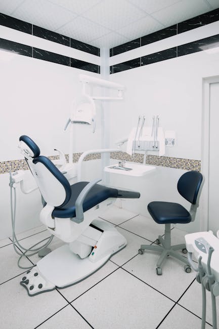 Modern eye examination equipment in medical office